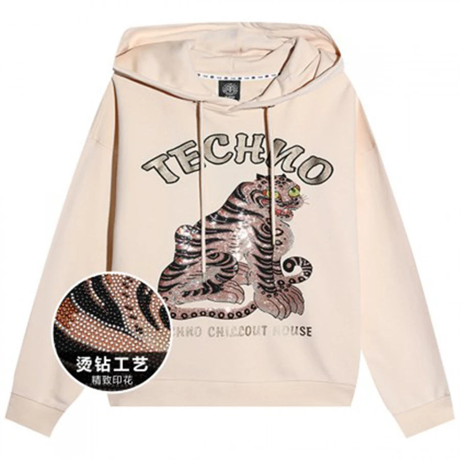 石家庄先天下-潮牌豹子烫钻连帽卫衣T21112C6022