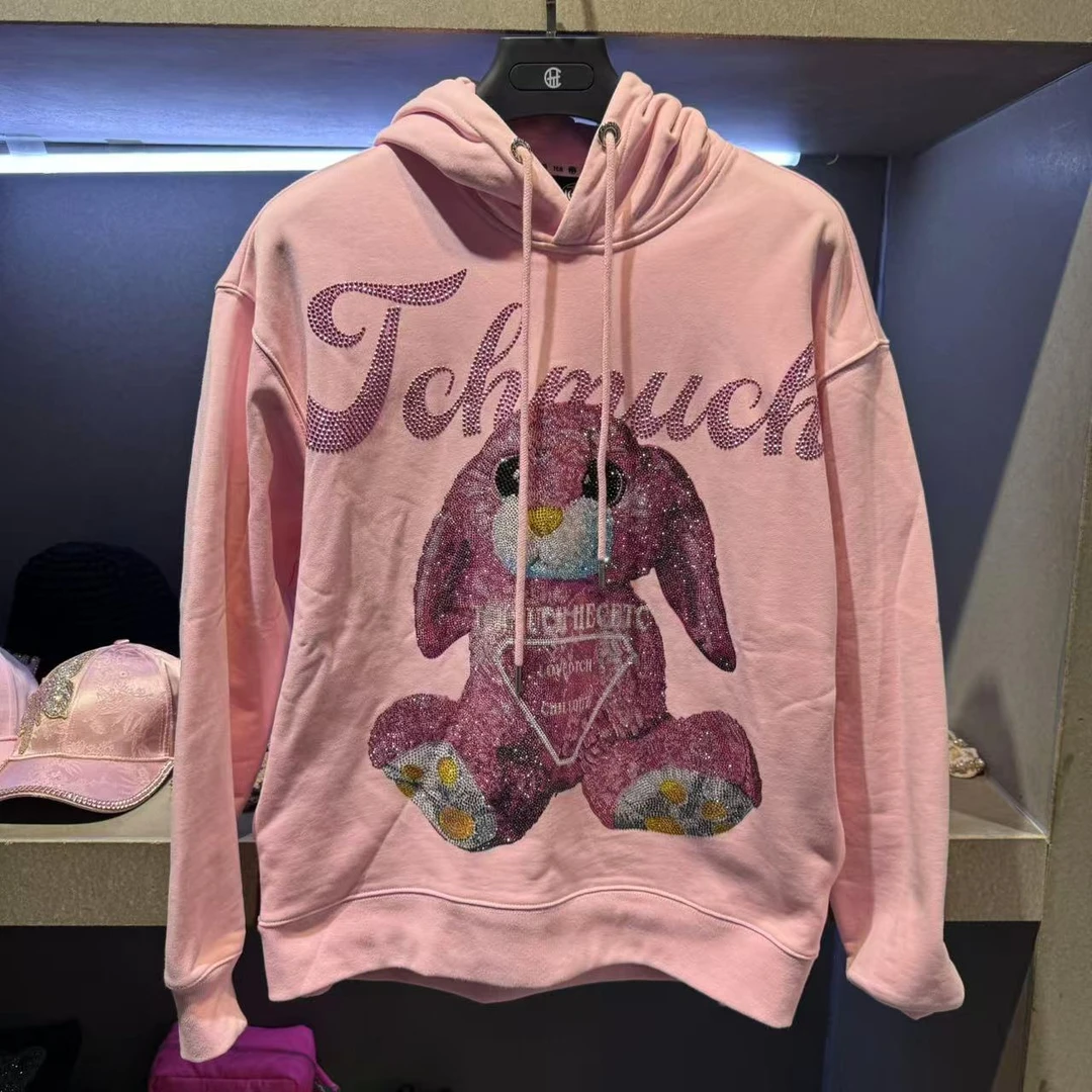 石景山TCH轻奢烫钻卡通兔连帽衫卫衣T69C126007