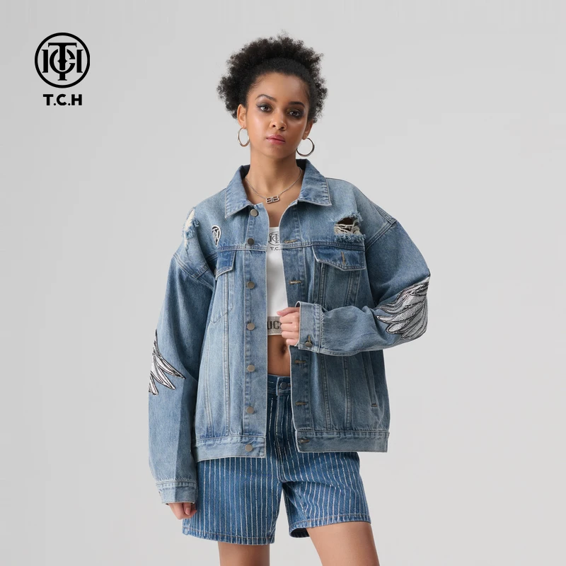 TCH服饰店播/2025春季新款牛仔外套翅膀经典系列T72A068008