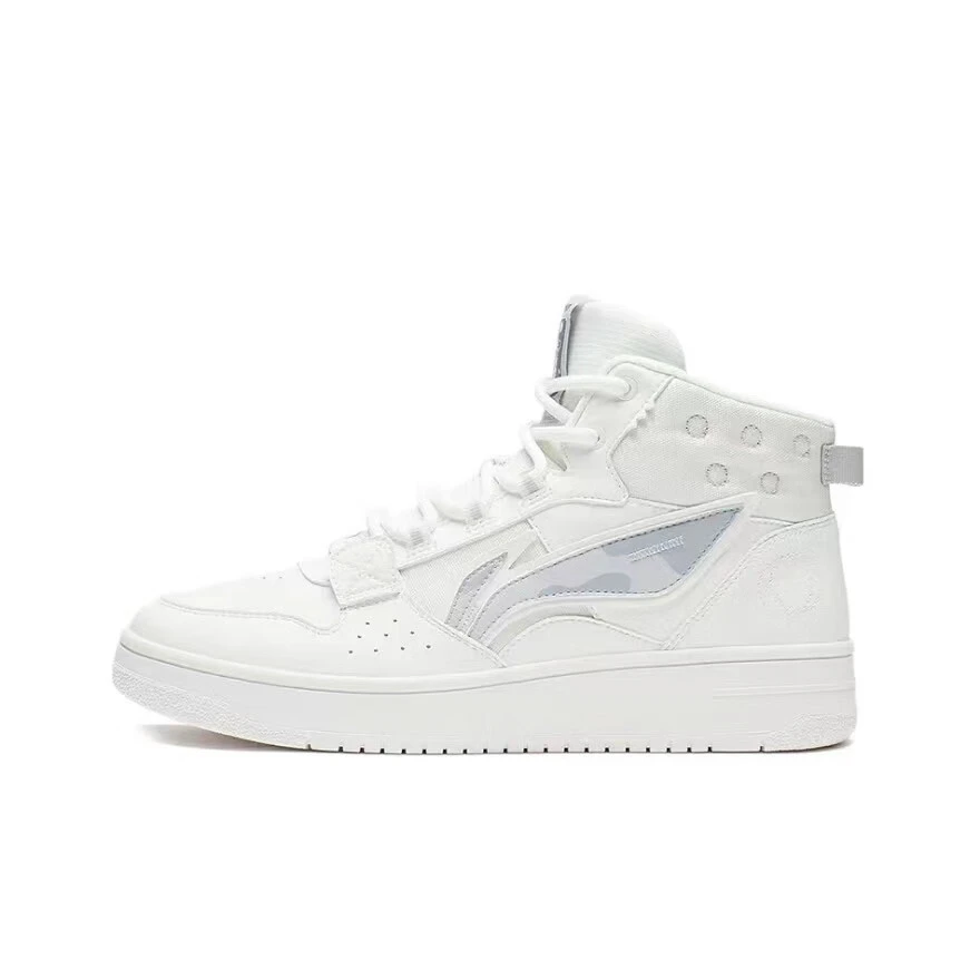 李宁李宁山原防滑耐磨高帮板鞋云雾白AGCT653