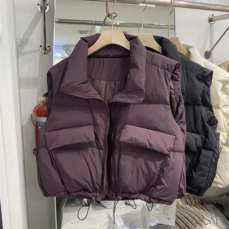 欧货羽绒马甲女新款2024新款韩版宽松白鸭绒马夹坎肩背心短款秋冬