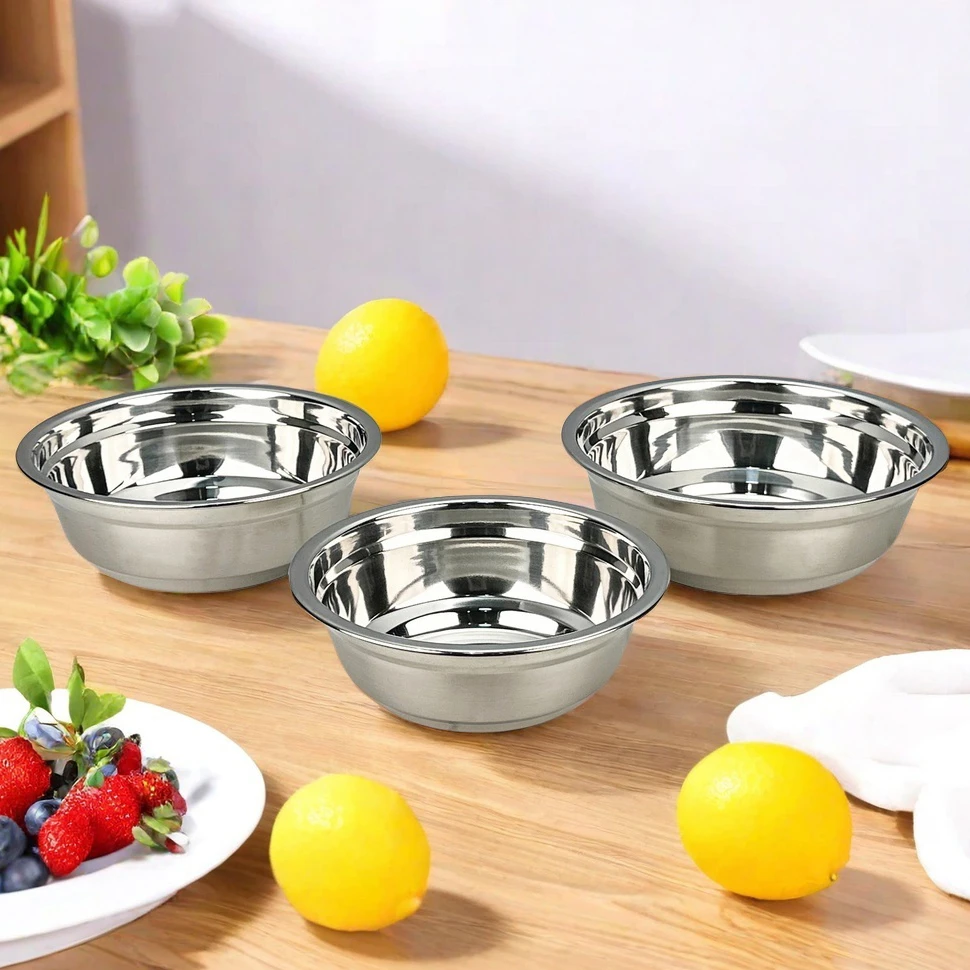 【大美】汤盆三件套不锈钢盆汤碗厨房大碗食品级平底汤盆家用饭盆
