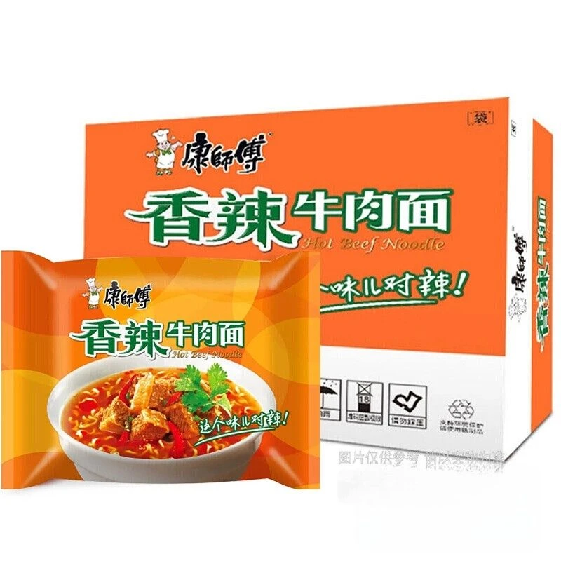 康师傅方 香辣牛肉袋面 泡面 104g*24包/箱