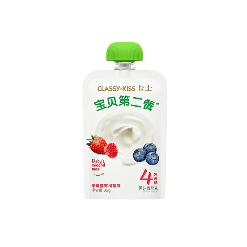卡士宝贝第二餐4%蔗糖草莓蓝莓树莓发酵乳85g/袋