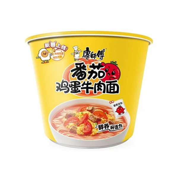 康师傅 番茄鸡蛋牛肉味方便面速食快餐 126g/桶