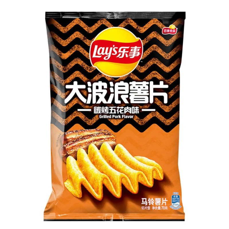 乐事大波浪碳烤五花肉味薯片70g/袋