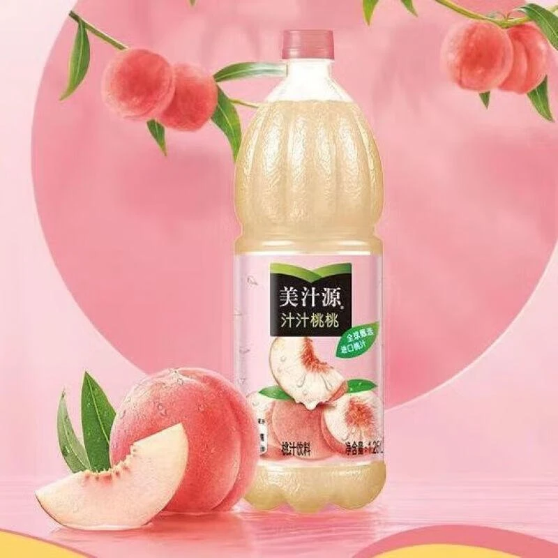 可口可乐 美汁源 果粒橙桃味饮料 果味饮料 1.25L/瓶