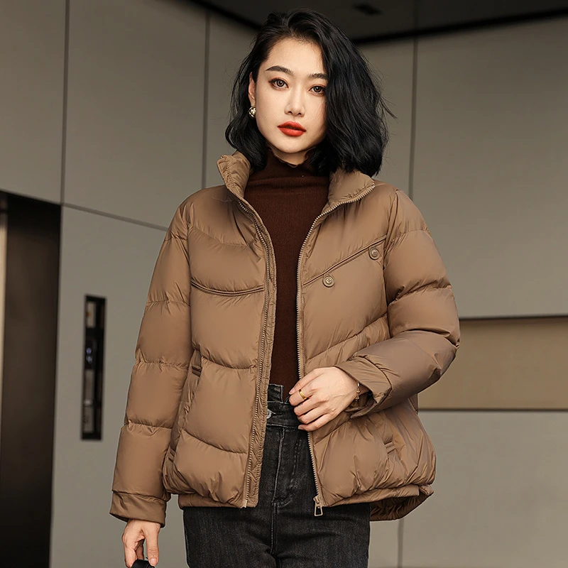 2024新款鸭绒羽绒服轻薄时尚秋冬休闲百搭小个子宽松立领