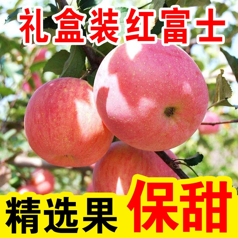 山西红富士苹果条纹拉丝脆甜多汁水果产地整箱包邮