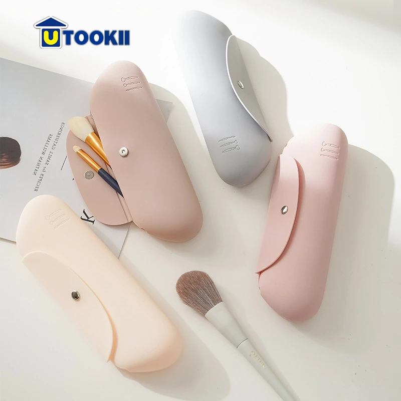 utookii便携式旅行化妆刷架防尘硅胶化妆刷包套化妆收纳袋收纳盒