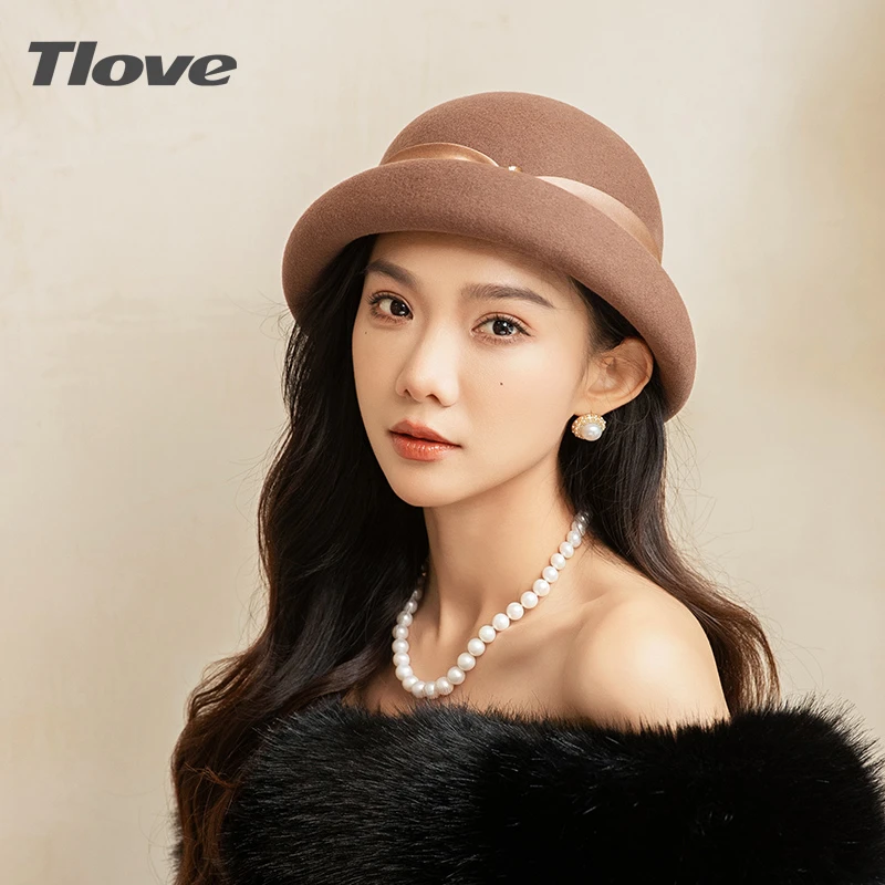 9532秋冬时尚百搭复古盆帽冬季韩版ins画家优雅毛呢帽子