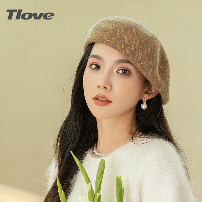 9431秋冬百搭休闲复古帽子日系格子格纹文艺千鸟格新款贝雷帽