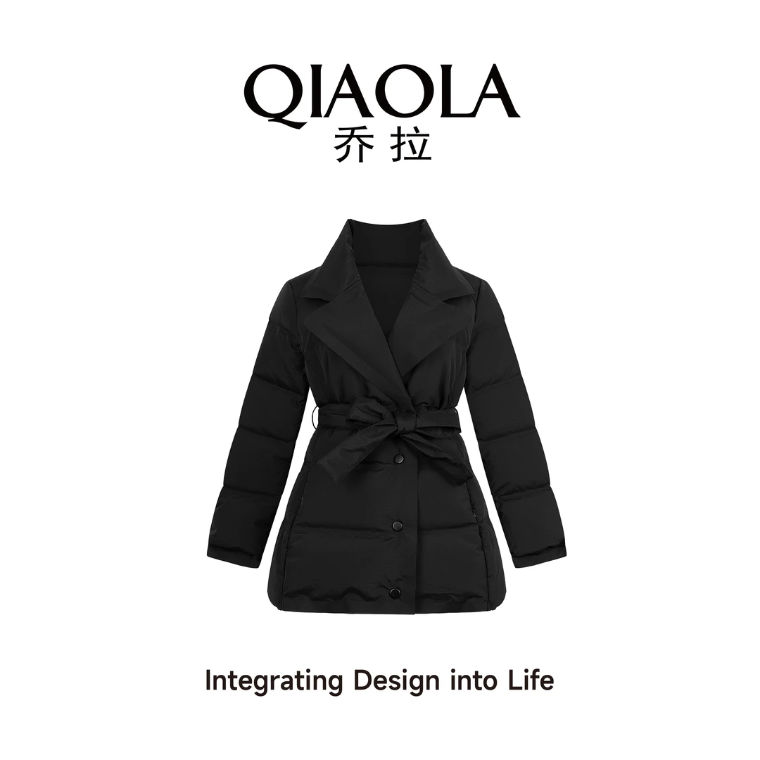 QIAOLA/乔拉【罗马雪夜】秋冬季鸭绒翻领百搭休闲羽绒短外套