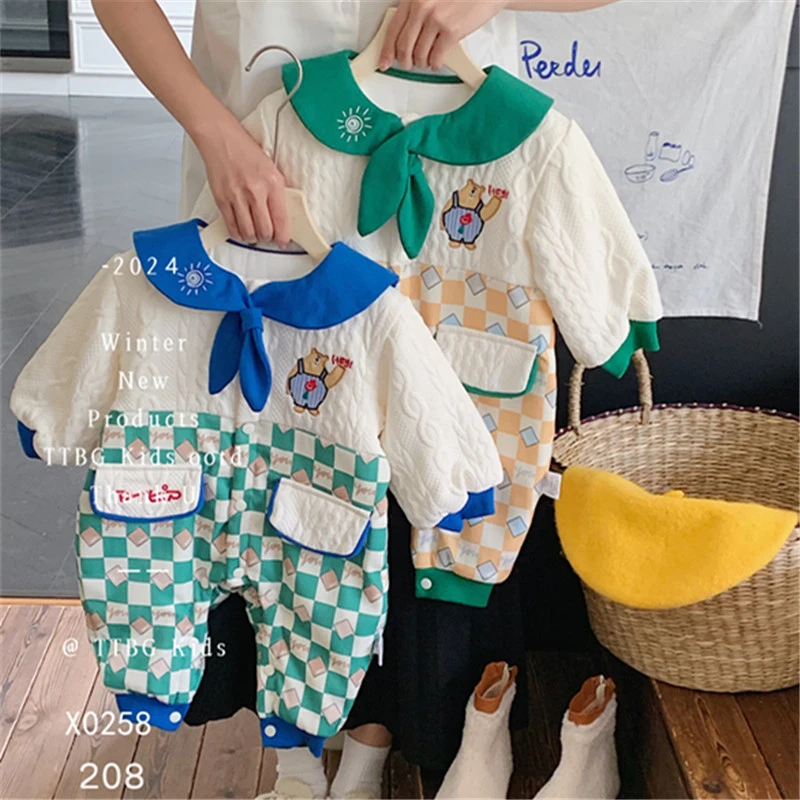 【T208】婴幼儿衣服秋冬连体衣夹棉初春保暖可外穿