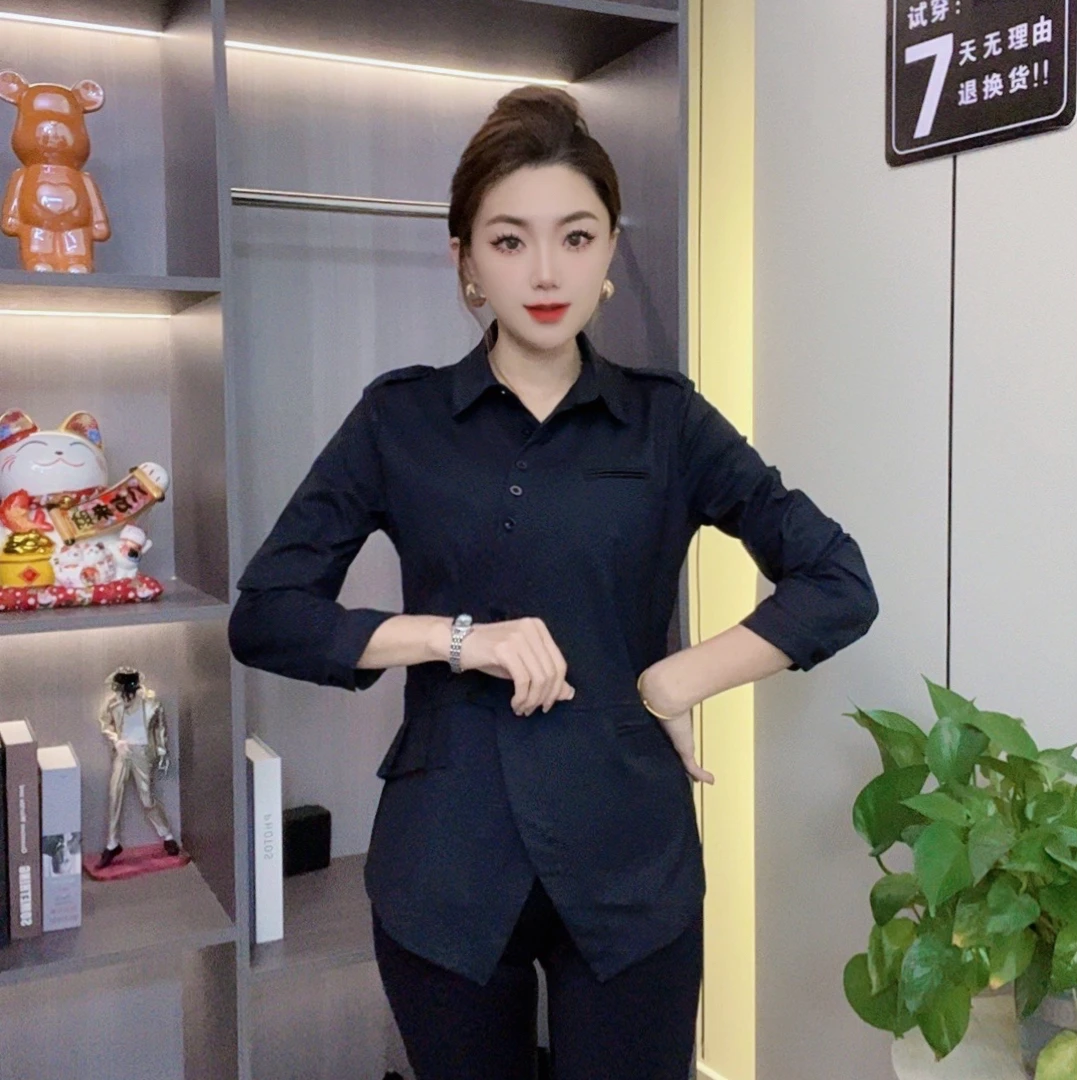 加绒时尚收腰衬衫女秋冬新款气质百搭韩版显瘦保暖衬衣855