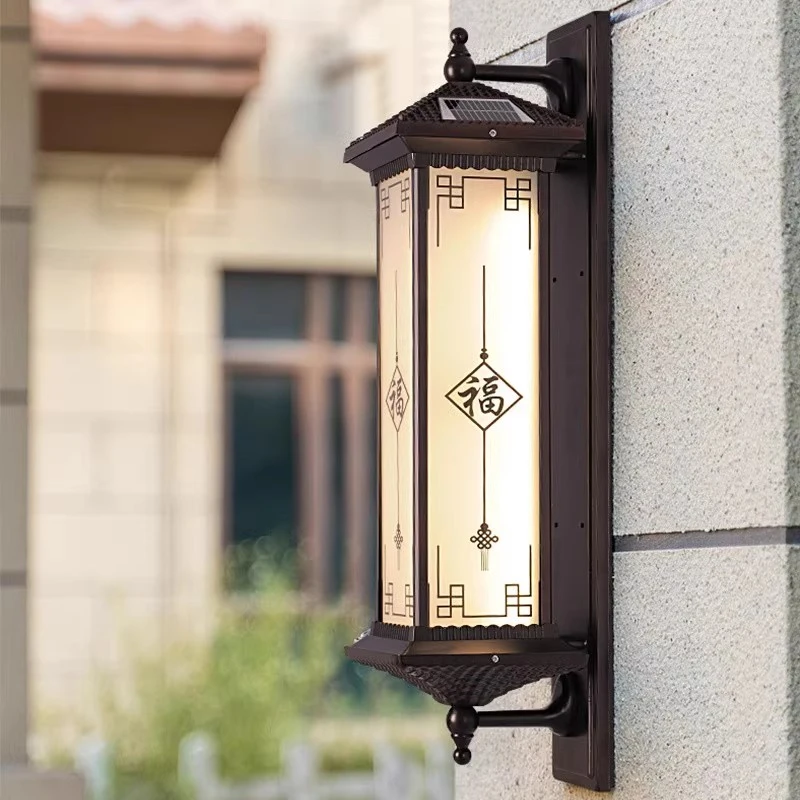 户外防水壁灯庭院中式别墅院子阳台过道室外挂墙灯太阳能壁灯大门