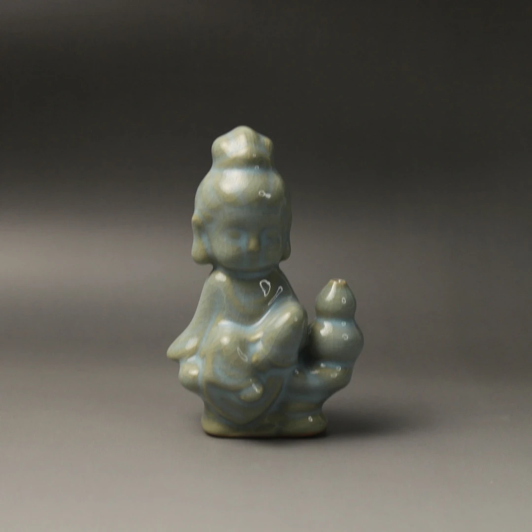 宋御汝窑  省非遗老师手工 茶宠-观音&香插 摆件