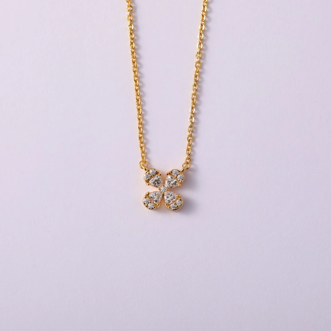 铜合金合成锆石项链 LEANDR NAC/莱安德罗卡诺 四叶草项链