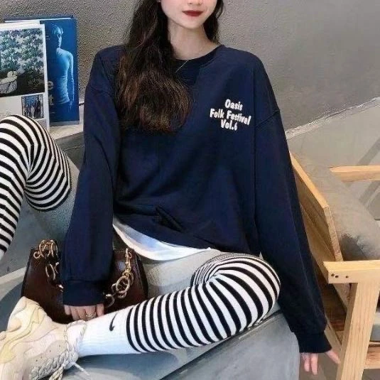 纯棉卫衣韩版慵懒风加厚卫衣女大码女装秋冬季时尚刺绣卫衣