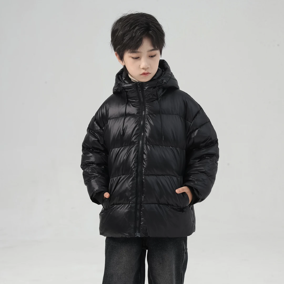 【90白鸭绒】象小爸童装短款羽绒服男童2025新款潮流连帽加厚面包服