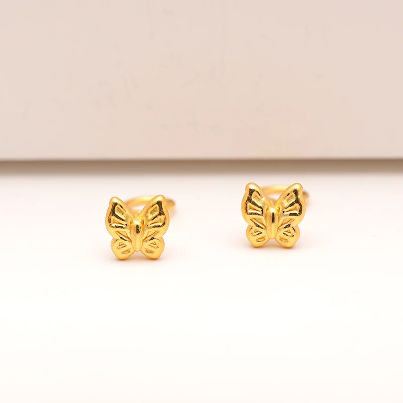 足金999黄金蝴蝶耳钉1.46直播专享1