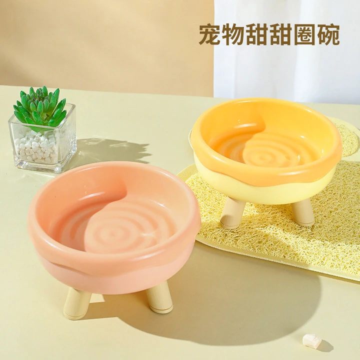 宠物可爱猫碗甜甜圈四腿碗大容量猫食盆猫咪用品饮水碗吃饭盆碗