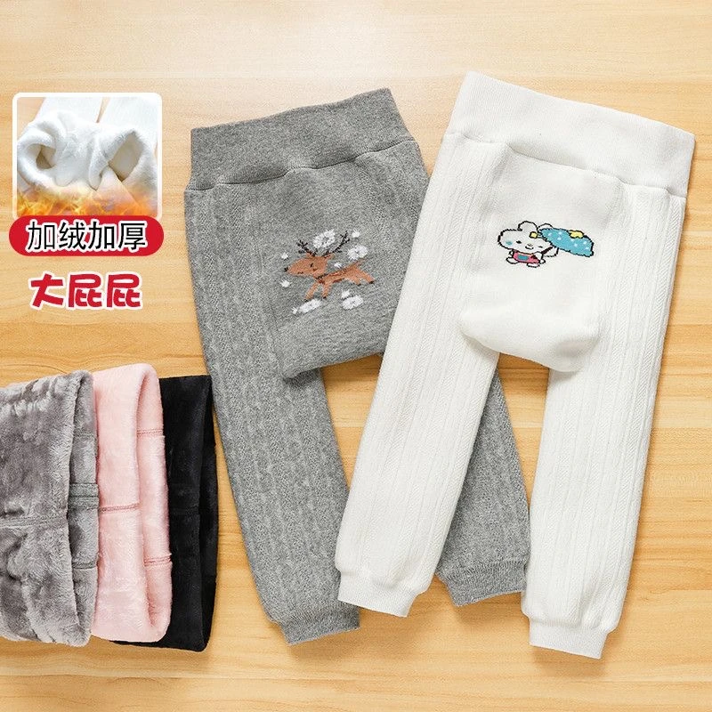 婴儿九分裤秋冬款宝宝棉质大PP加绒加厚女童打底裤冬季儿童连体裤