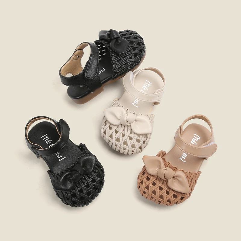 琪琪爸夏季宝宝防滑凉鞋女童时尚蝴蝶结公主鞋婴幼儿软底学步鞋子
