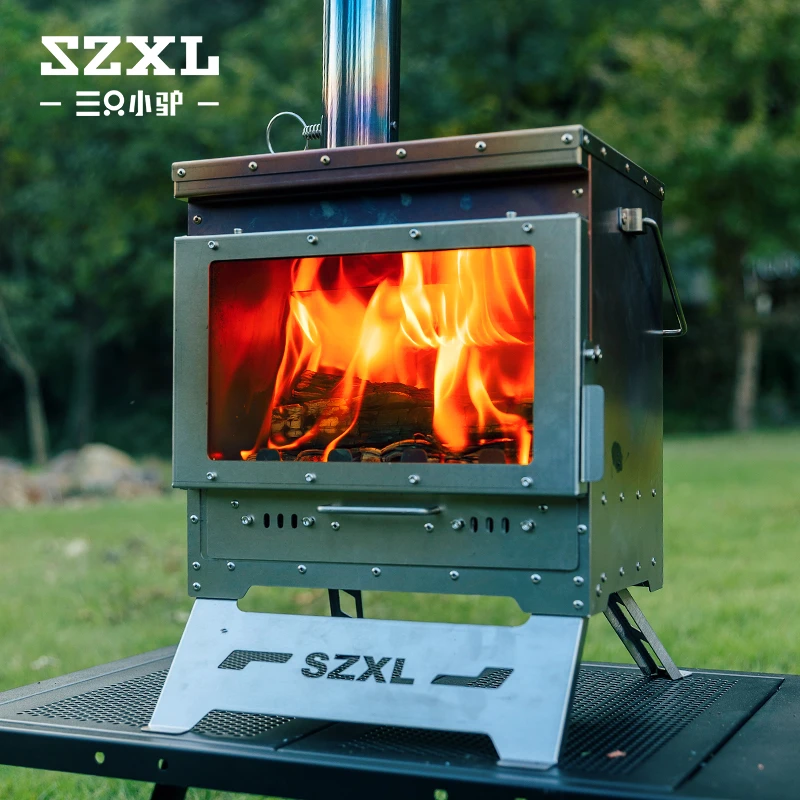 真火燃木柴壁炉大师柴火炉户外冬季取暖炉烧柴壁炉露营观火玻璃炉