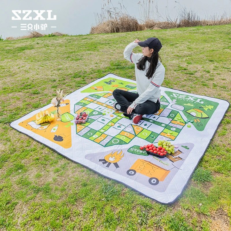 三只小驴野餐垫防潮垫加厚春游草坪户外露营帐篷沙滩便携野炊地垫