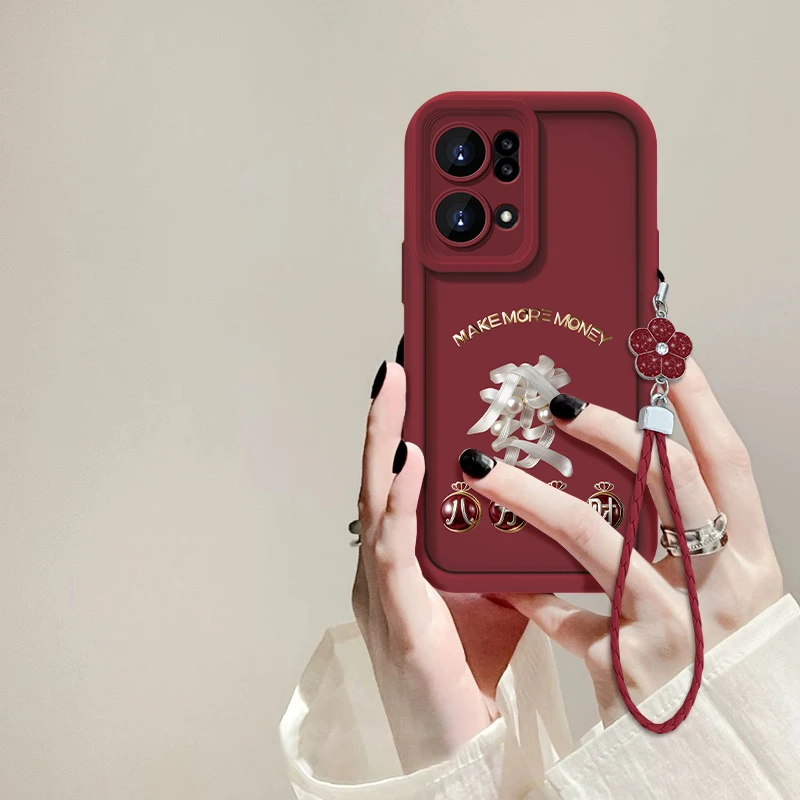 适用于OPPO Reno7Pro八方来财发手机壳全包硅胶防摔女款个性软壳