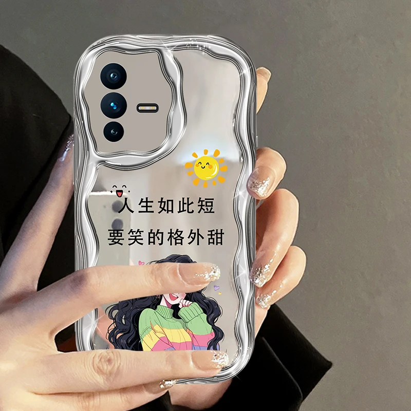 适用于vivo S12笑得格外甜个性手机壳女款全包硅胶防摔电镀奶油壳