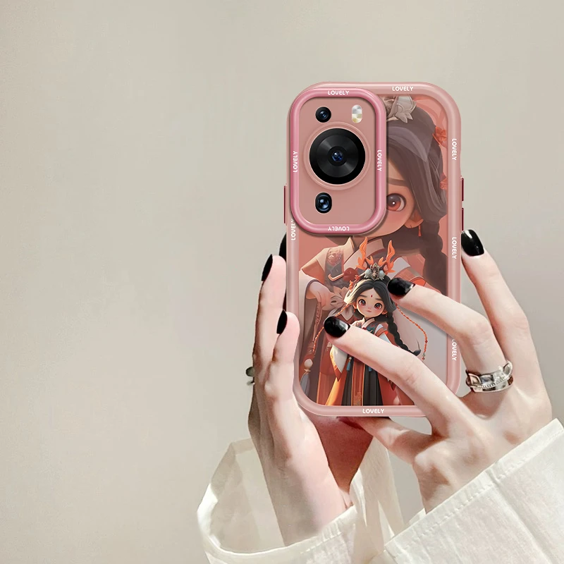 适用于华为P60/P60Pro辨子女孩手机壳奶油全包硅胶防摔个性女款