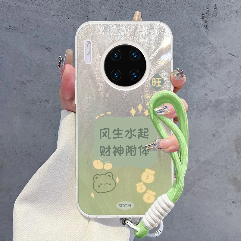 适用于华为Mate30Pro风生水起手机壳新款羽纱全包防摔壳个性女款