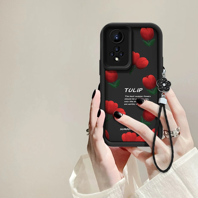适用于华为荣耀50郁金香花苞手机壳全包硅胶网红女款创意软壳防摔