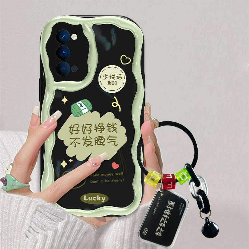 适用于OPPO Reno5Pro好好挣钱手机壳奶油全包硅胶防摔软壳女款ins
