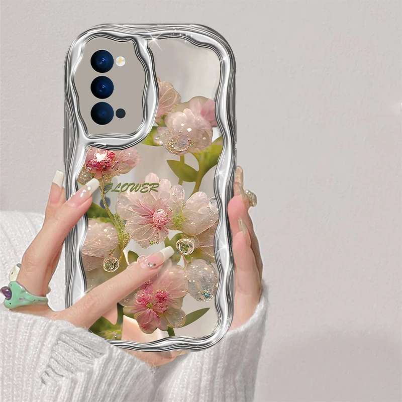 适用于OPPO Reno4Pro粉塑花爆款手机壳女款全包硅胶防摔壳