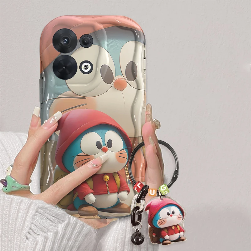 适用于OPPO Reno9叮当猫网红手机壳奶油全包硅胶个性软壳女款防摔