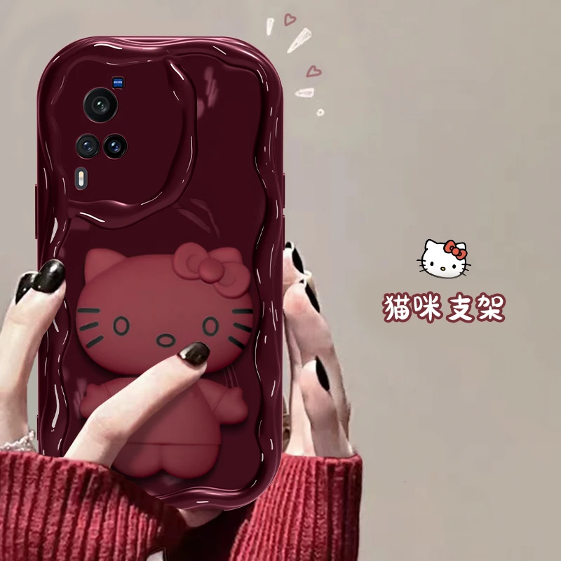 适用于vivo X60猫猫支架多功能手机壳爆款奶油全包硅胶防摔女款