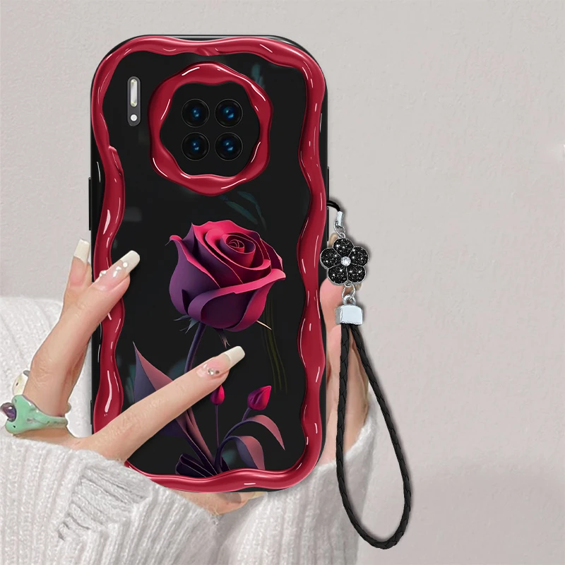 适用于华为mate30暗红玫瑰手机壳网红奶油全包硅胶女款防摔软壳