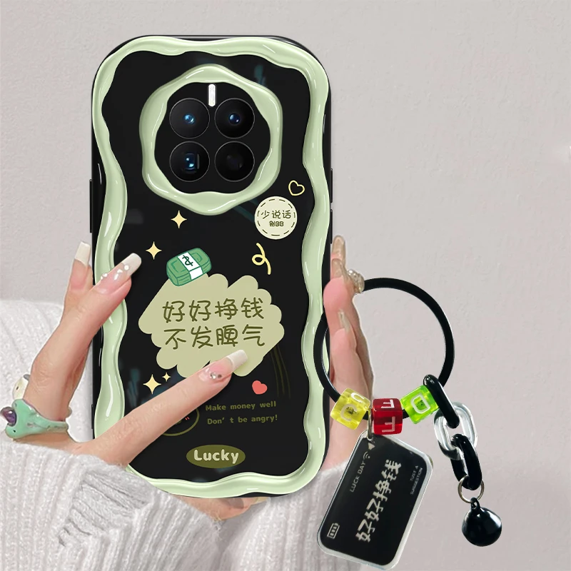 适用于华为mate50好好挣钱奶油手机壳网红硅胶全包防摔软壳女款