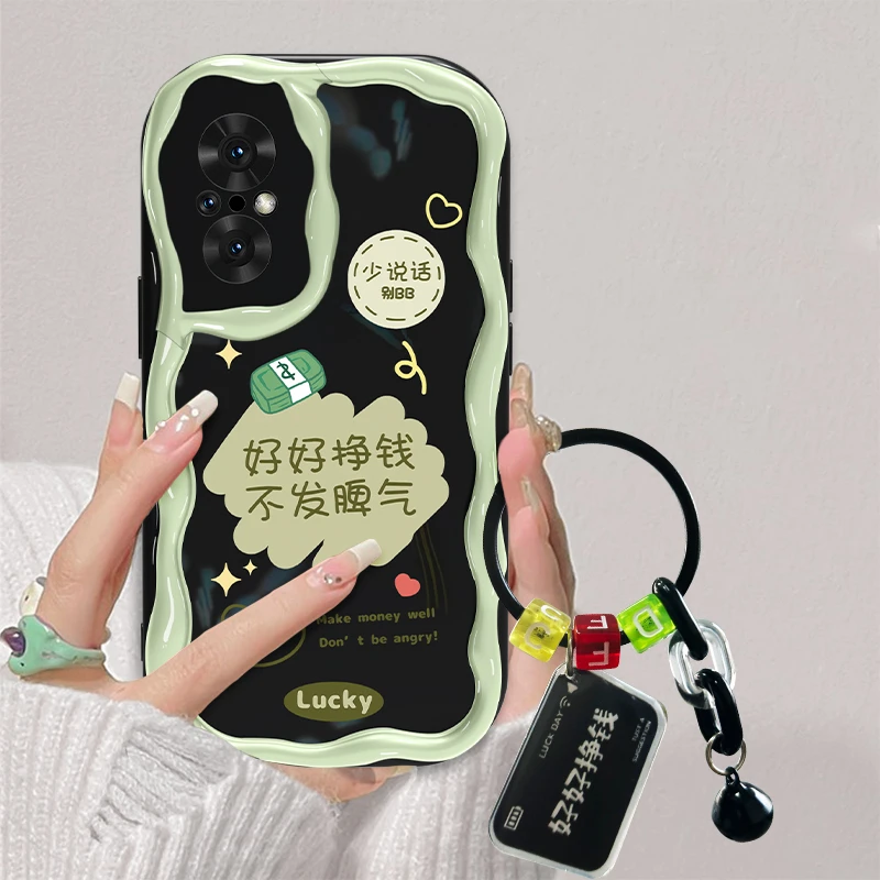 适用于华为荣耀50se好好挣钱手机壳奶油硅胶软壳简约女款全包防摔