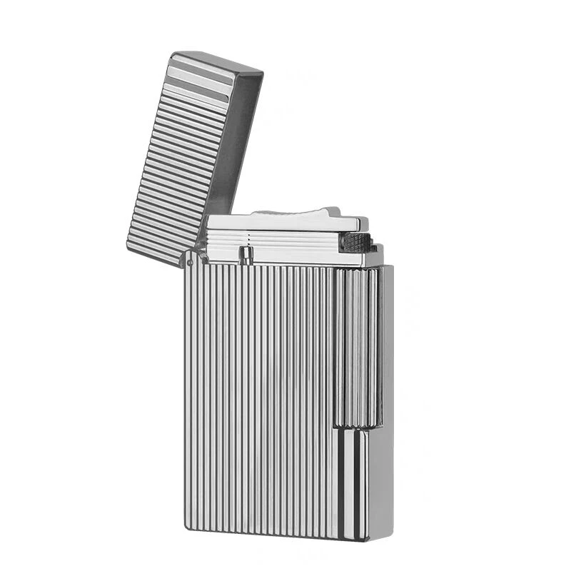 银色细竖纹充气纯铜钢音防风侧滑朗声轻奢男士礼物原装正品打火机