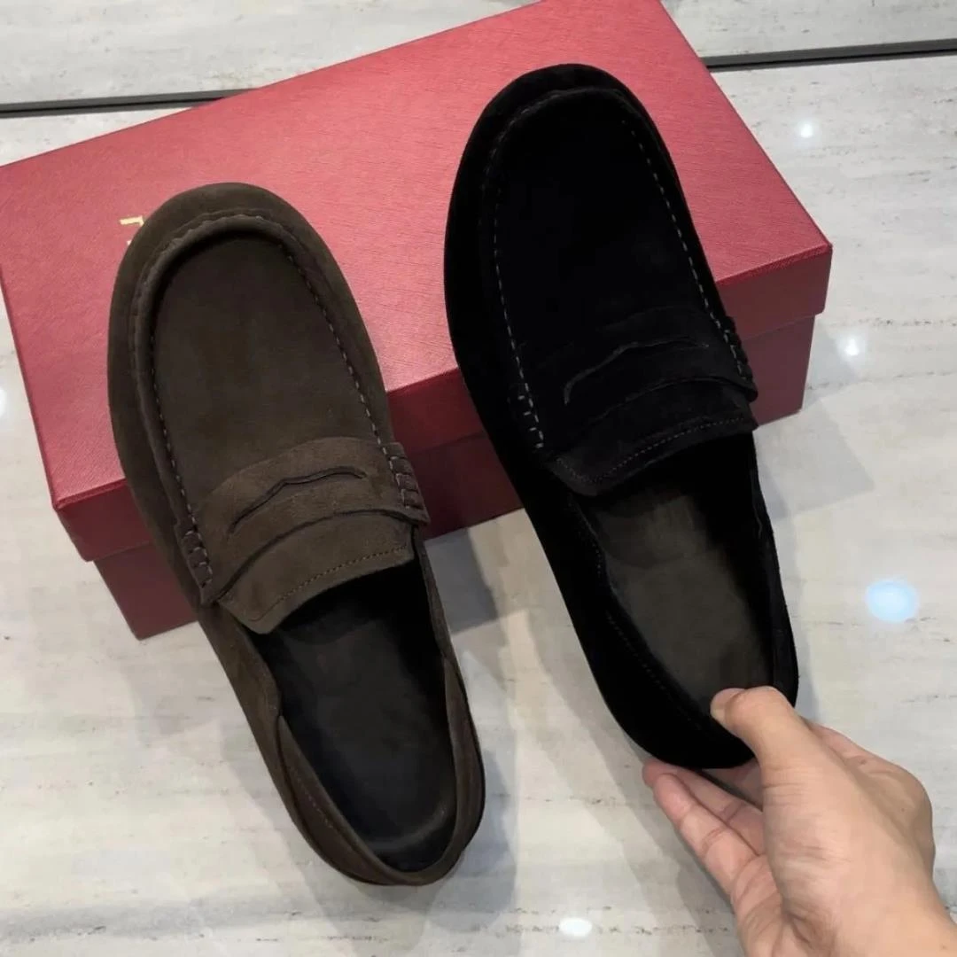 2024春夏新款潮流豆豆鞋男鞋透气磨砂休闲一脚蹬懒人百搭乐福鞋