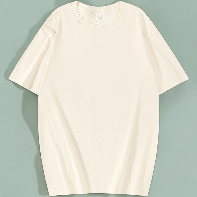 纯棉男士t恤宽松百搭夏季圆领高考毕业季情侣半袖纯色ins白色重磅