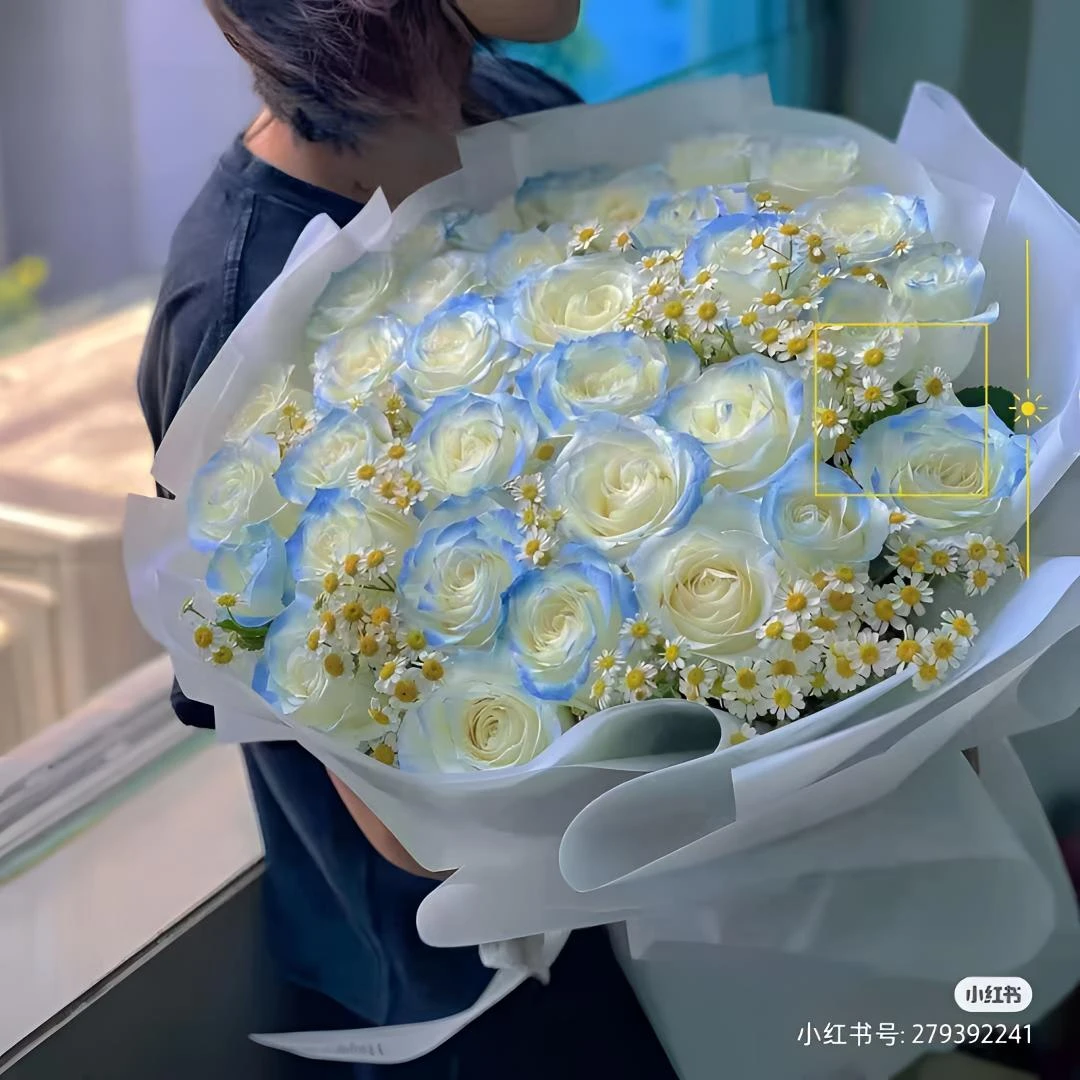 【星辰与大海】33朵碎冰蓝鲜花花束送朋友生日祝福送货上门
