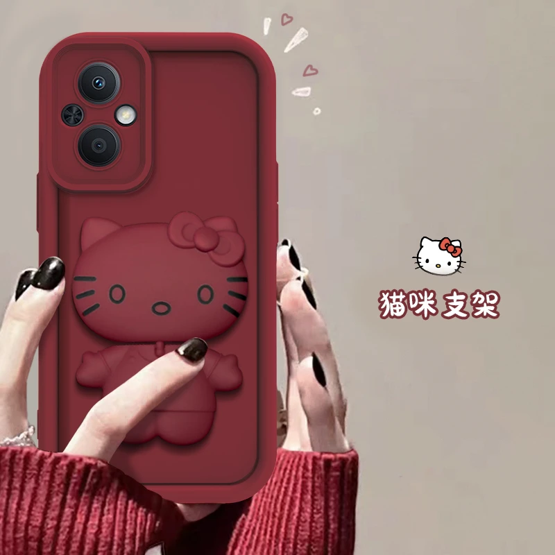 oppo A96手机壳猫猫支架款网红爆款天眼硅胶全包防摔可爱女款软壳