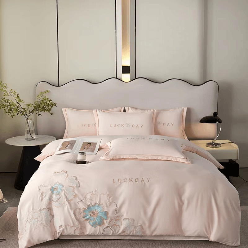 606婴儿棉四件套床单被套罩单人床上用品安娜玉色