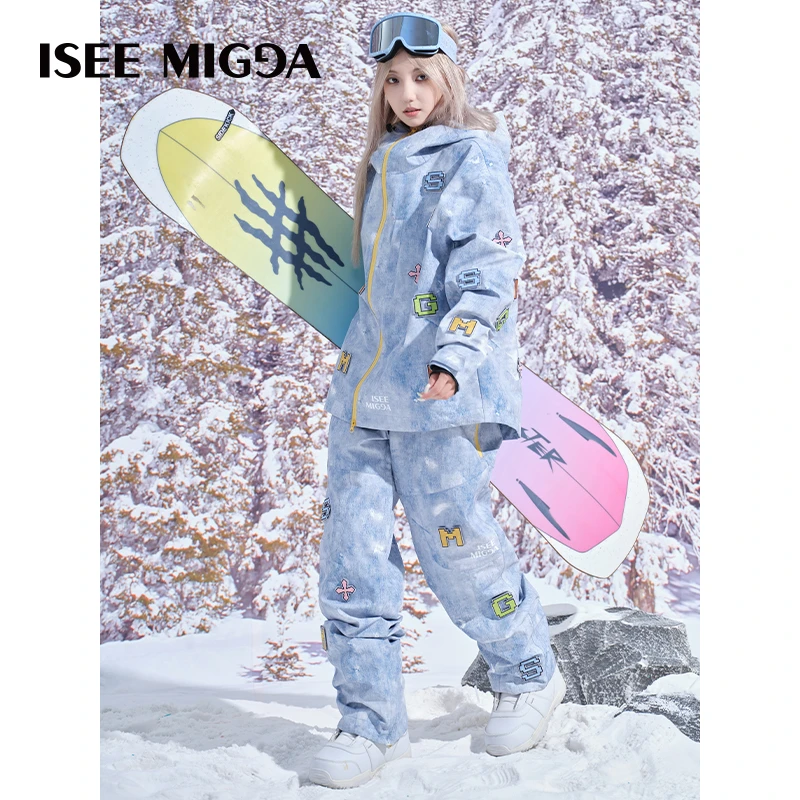 【双十一抢先购】ISEEMIGGA【牛仔像素模块】滑背带裤雪服保暖搭子