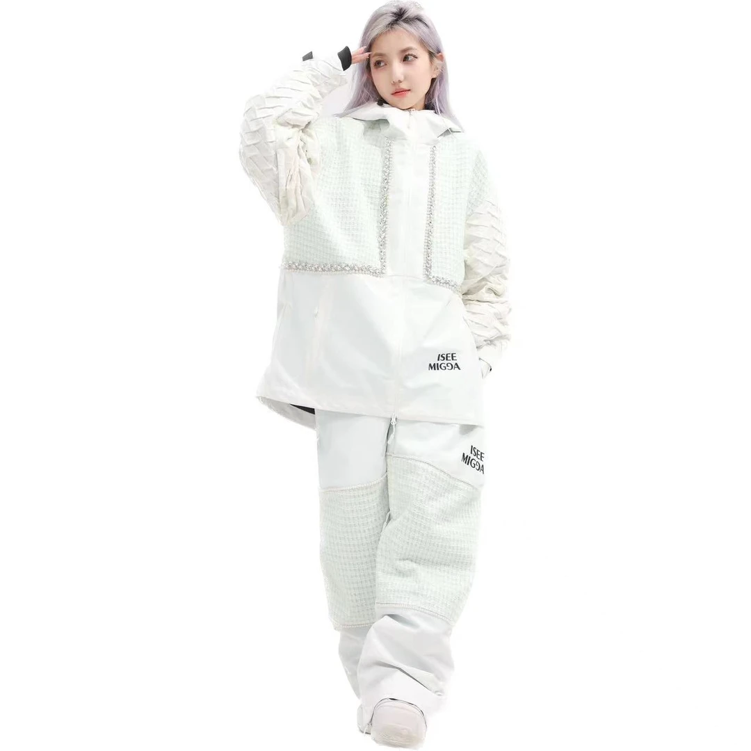 ISEEMIGGA【钉珠镶钻】滑雪服套装防水防风3L冲锋衣户外保暖